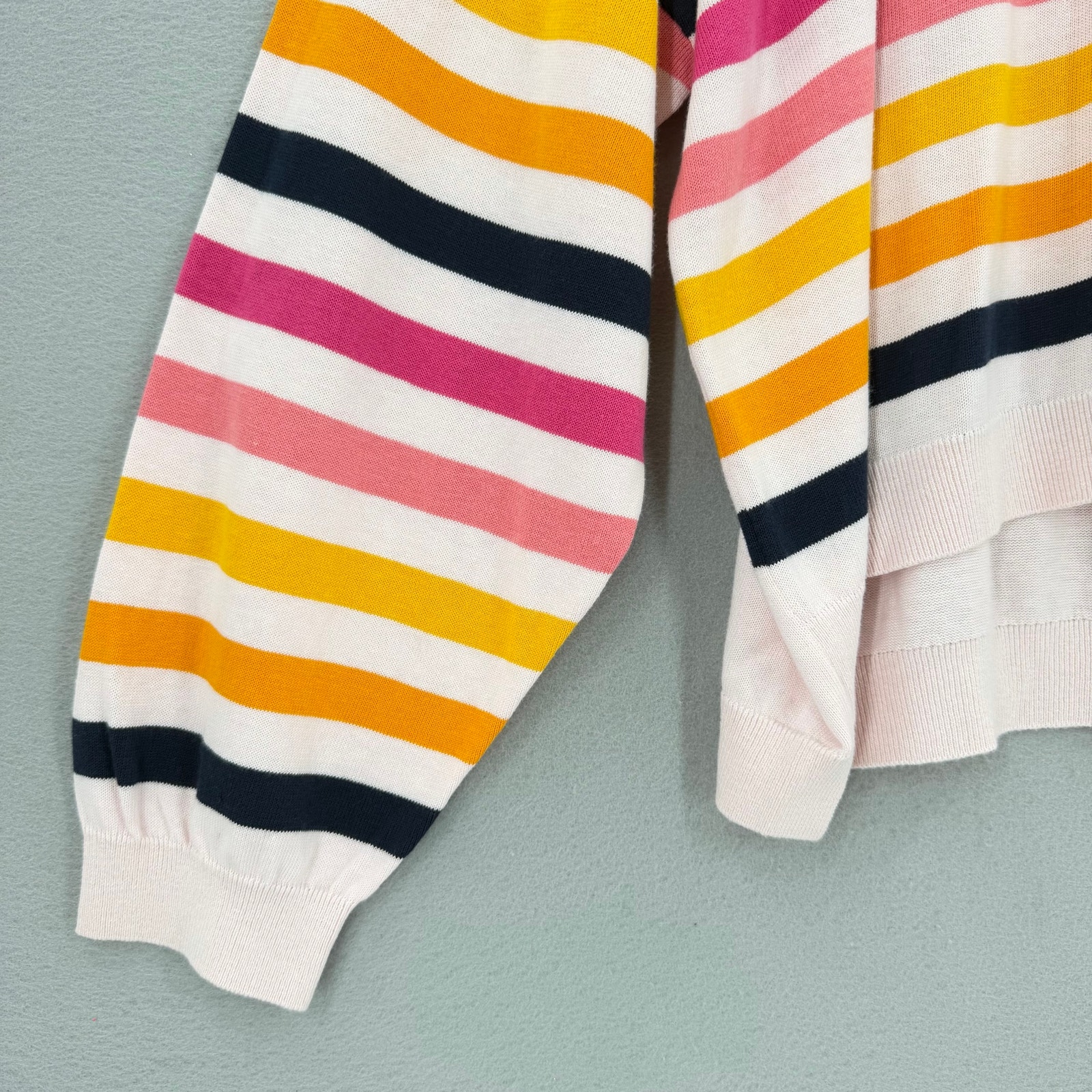 Papinelle New Pink Multicolor Striped Knit Feminine Preppy Loungewear Sweater — image 5 of 8